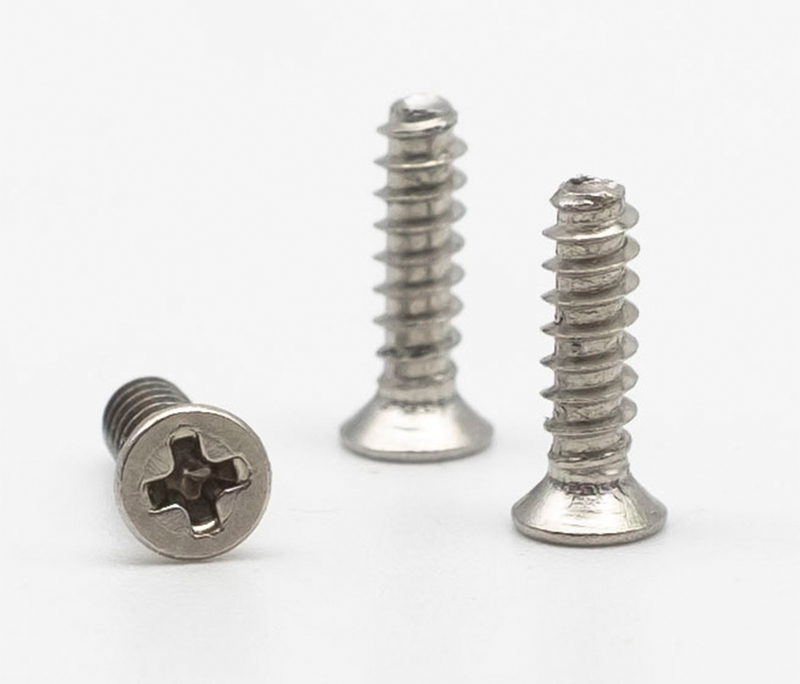 Cross countersunk head tapping screws with triangular thread